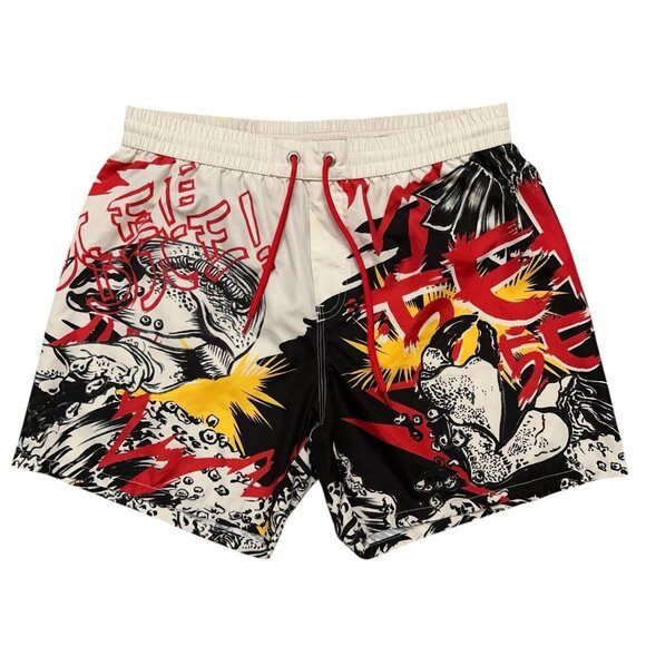 Diesel Swimwear Swim Trunks Mens M Brief Lined Drawstring Animal Ocean Print - Picture 1 of 4